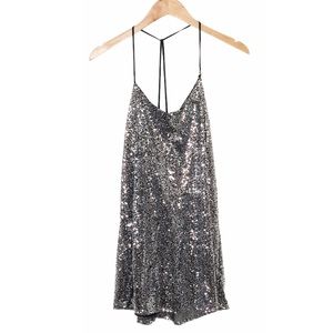 Foreign Exchange Black & Silver Sequins Mini Dress